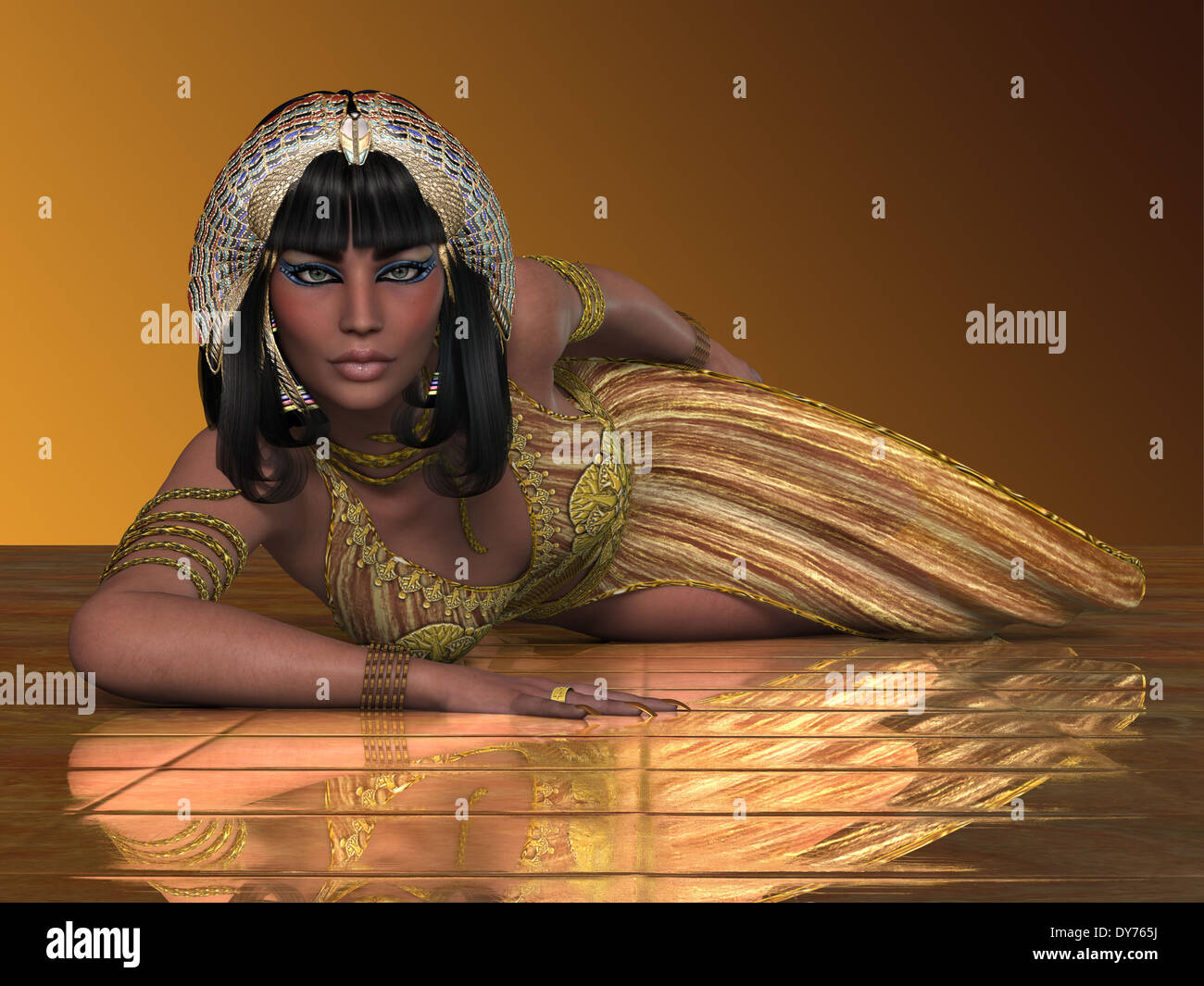 An Egyptian lady with traditional clothing from the Old Kingdom of Egypt. Stock Photo