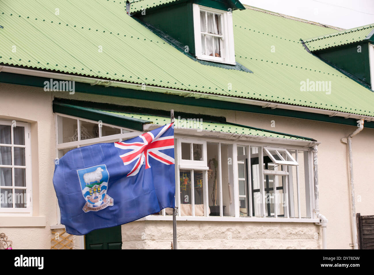 Terraced housing in Port Stanley in the Falkland Islands Stock Photo