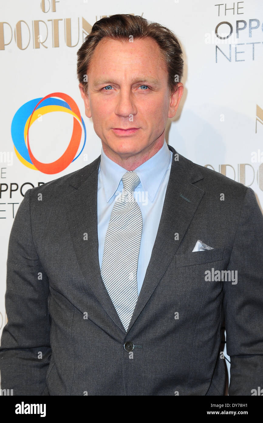 New York, NY. 7th April 2014.  Daniel Craig poses for photo at the red carpet arrival for The Opportunity Network Night of Opportunity Gala at Cipriani Wall Street in New York City.  (Christopher Childers/EXImages) Stock Photo