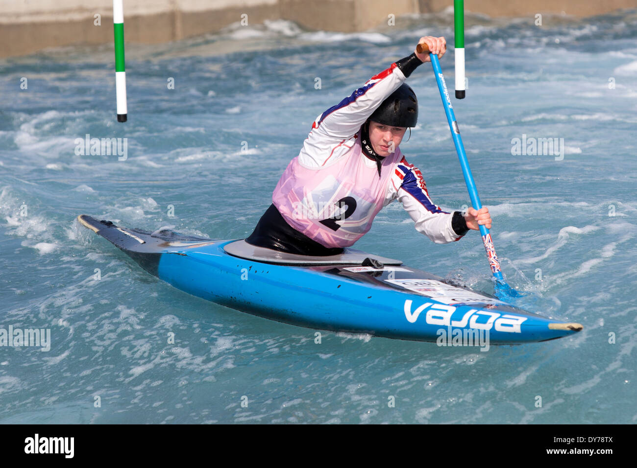 Kimberley Woods, Semi-Final C1 Women's GB Canoe Slalom 2014 Selection Trials Lee Valley White Water Centre, London, UK Stock Photo