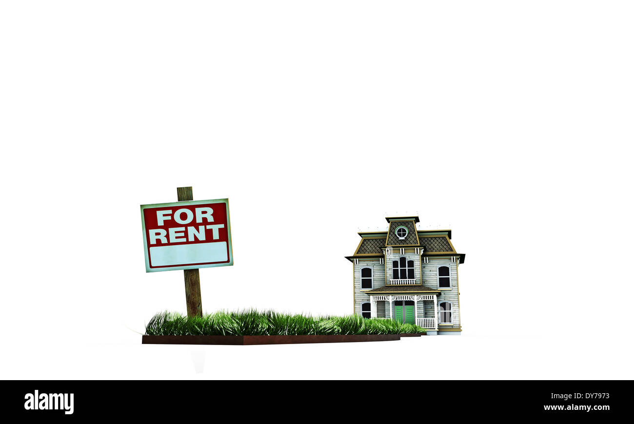 old house for rent isolated on white background Stock Photo - Alamy