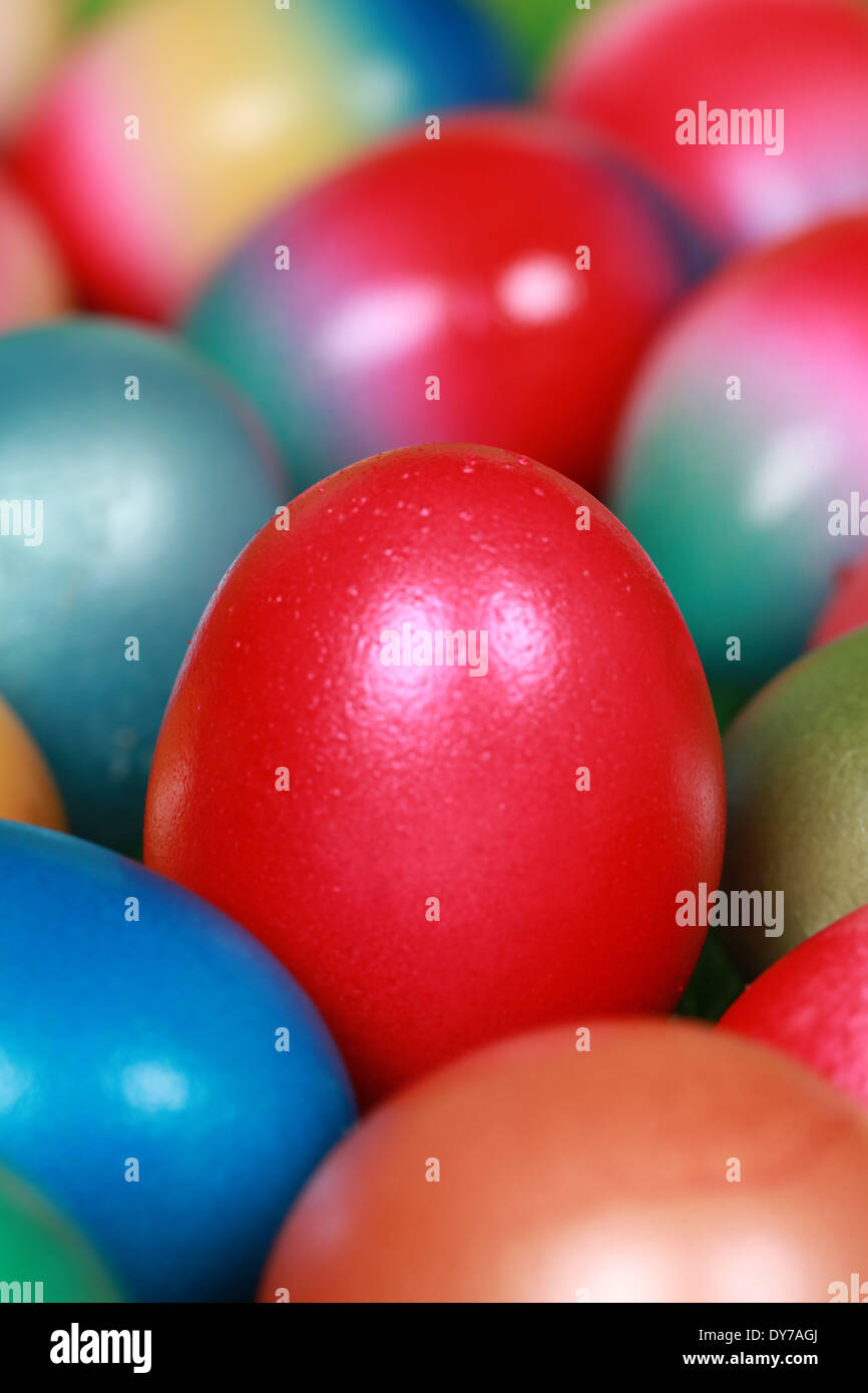 Group of colored Easter eggs forming a background Stock Photo