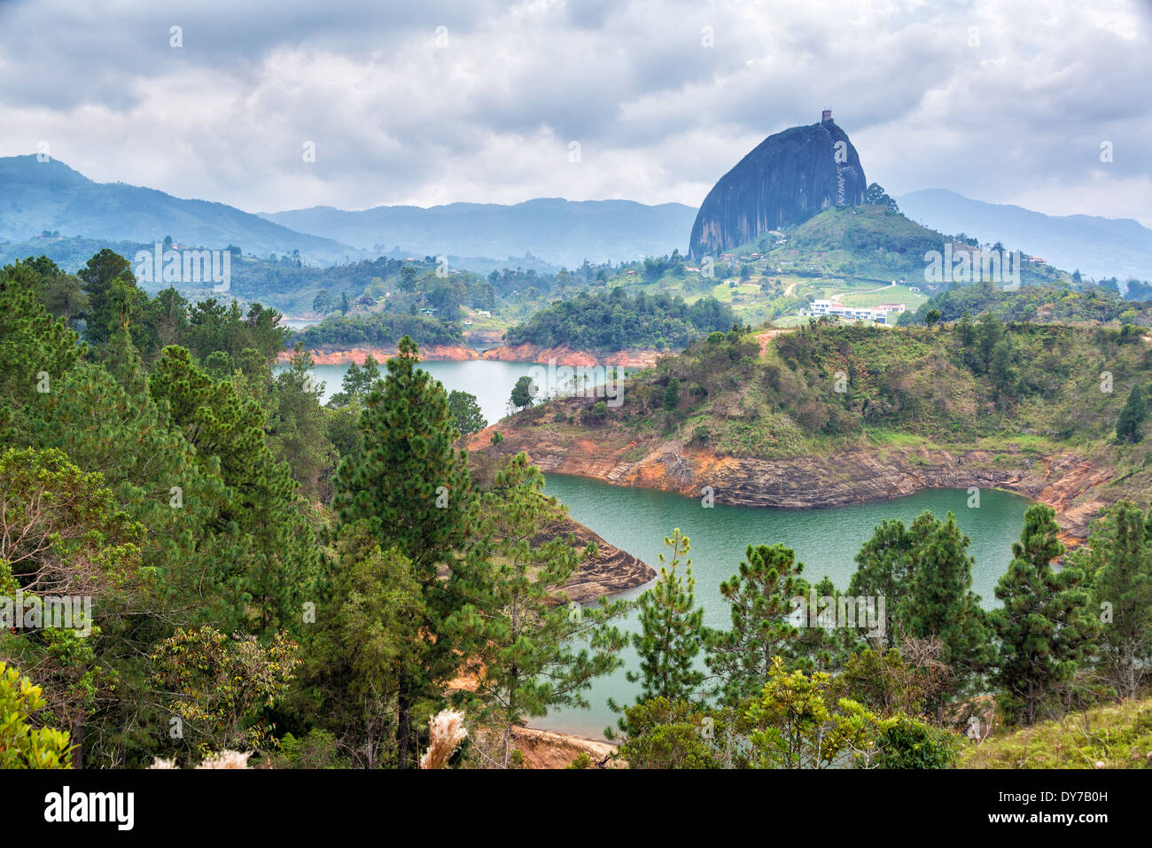 View of The Rock near the town of Guatape, Antioquia in Colombia Stock Photo