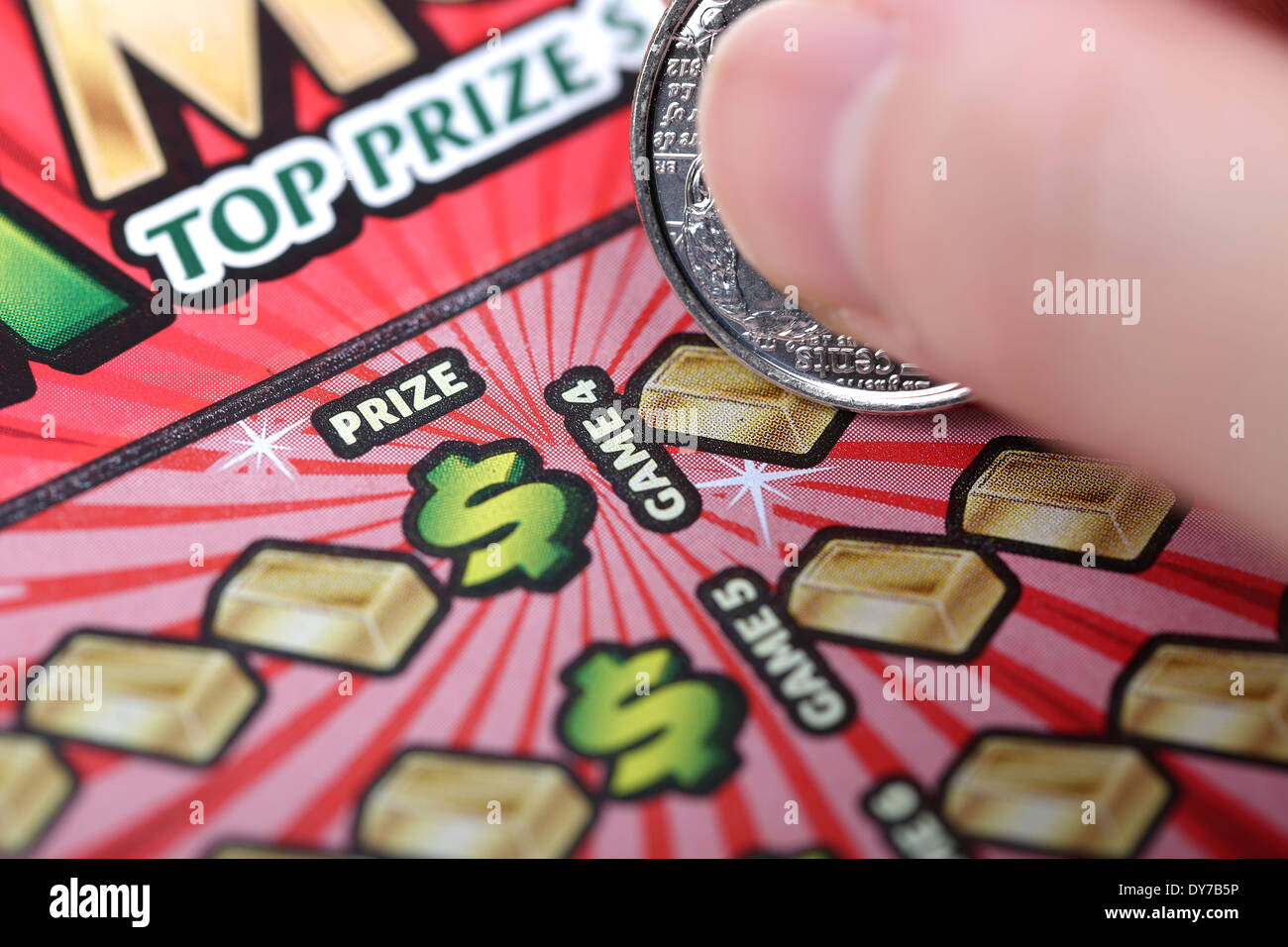 Scratching lottery ticket Stock Photo Alamy