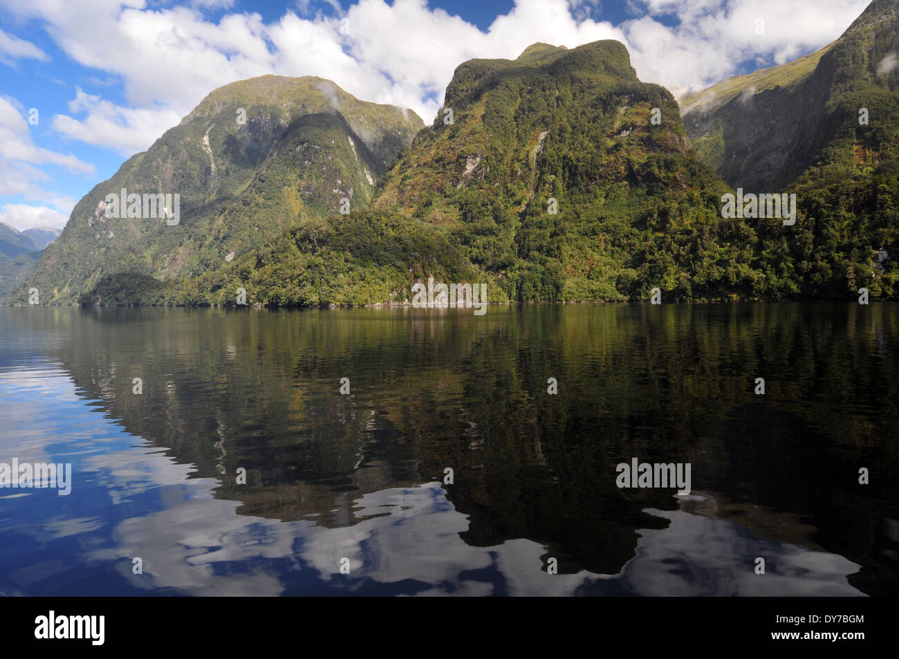 Doubtful Sound, the largest fjord of Fjordland National Park , South Island, New Zealand Stock Photo