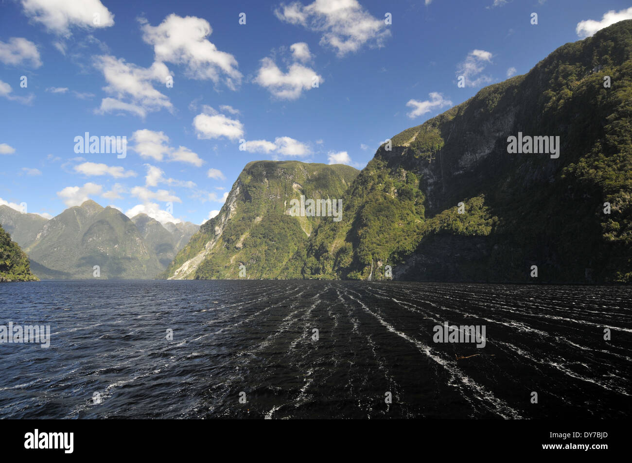 Doubtful Sound, the largest fiord of Fiordland National Park , South Island, New Zealand Stock Photo