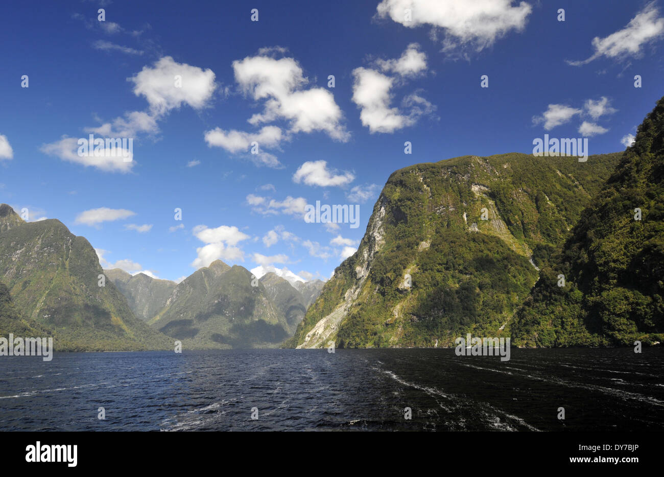 Doubtful Sound, the largest fjord of Fiordland National Park , South Island, New Zealand Stock Photo