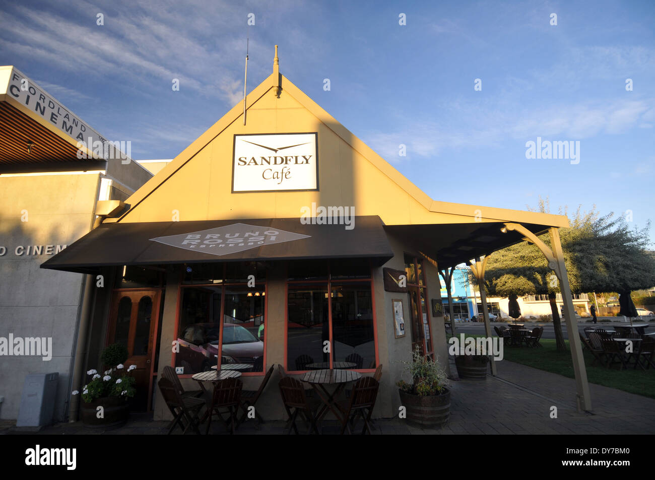 Sandfly Cafe at Te Anau, South Island, New Zealand Stock Photo