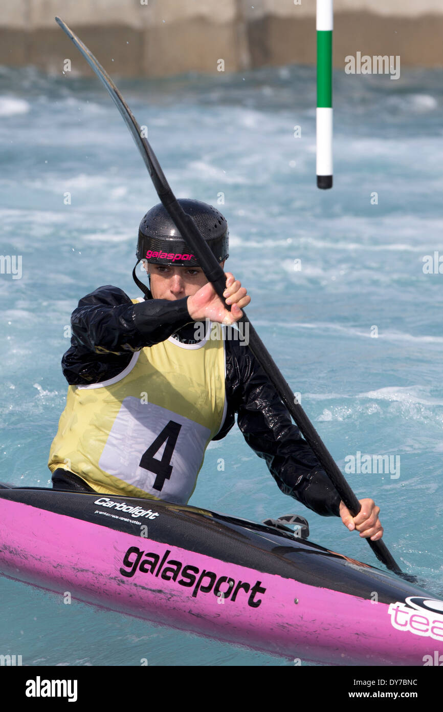 Beth Latham, Semi-Final  K1 Women's GB Canoe Slalom 2014 Selection Trials Lee Valley White Water Centre, London, UK Stock Photo