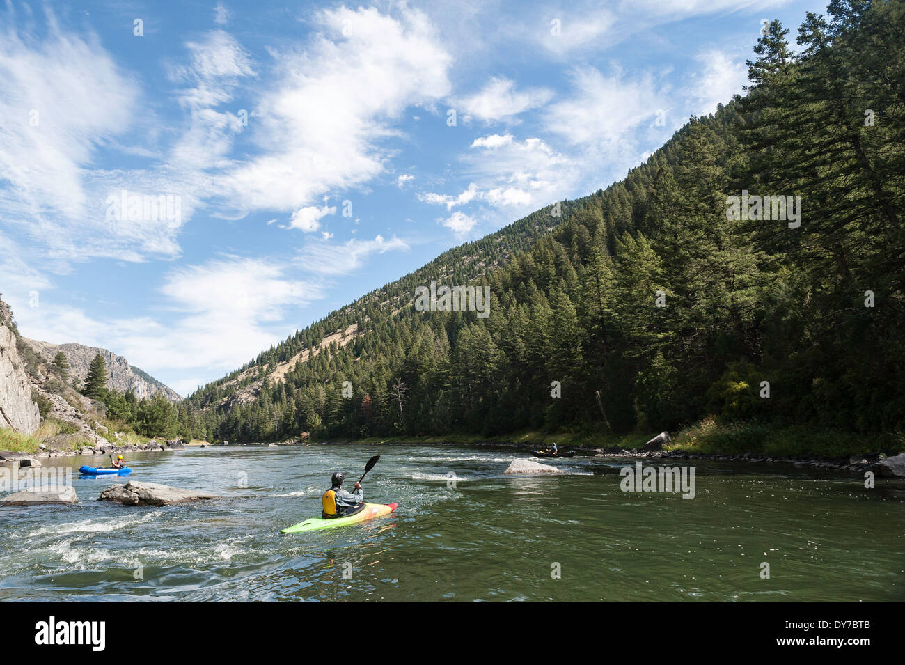 Boaters, Bear Trap Canyon, Madison River, Ennis, Montana Stock Photo