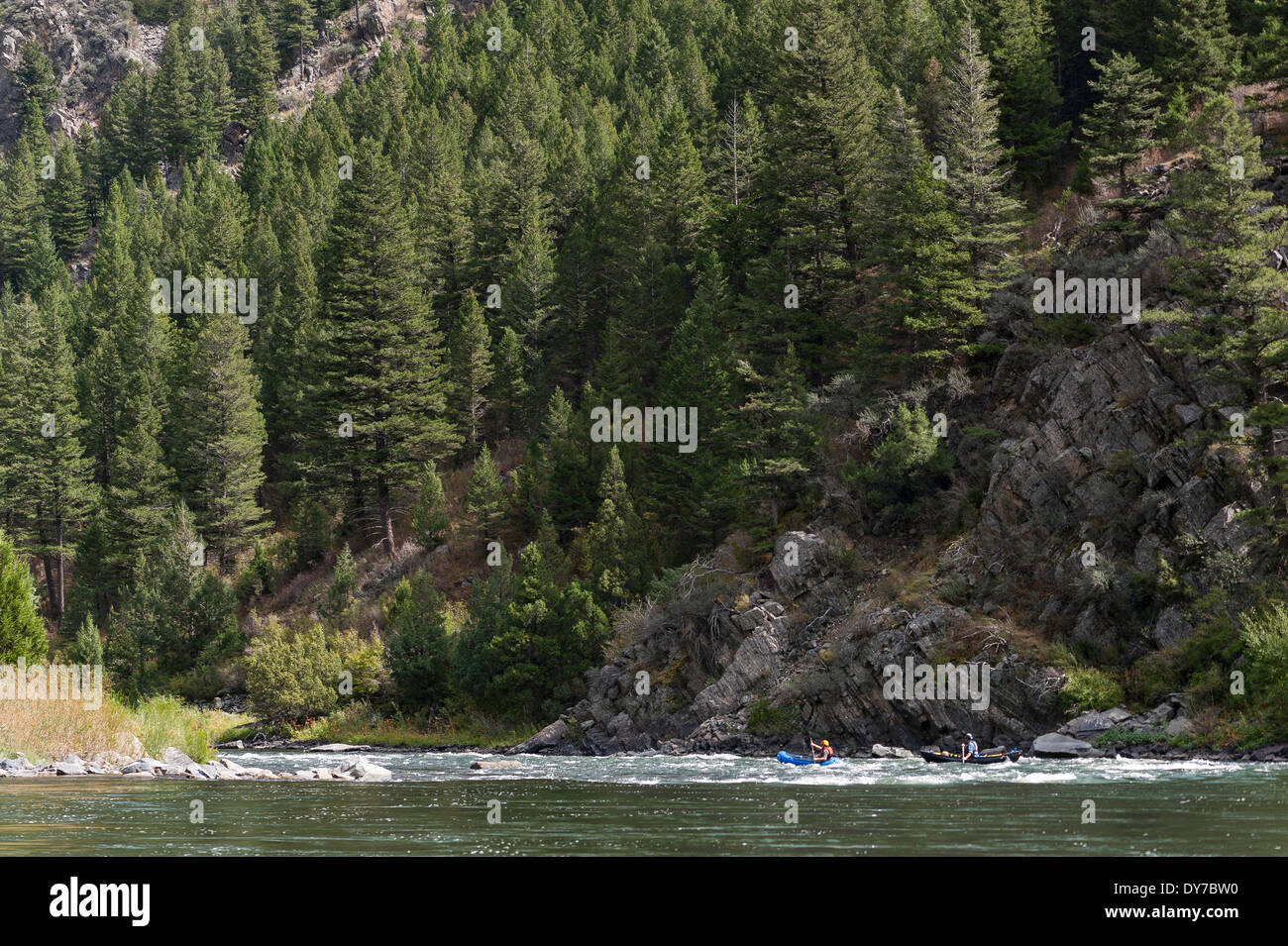 Boaters, Bear Trap Canyon, Madison River, Ennis, Montana Stock Photo