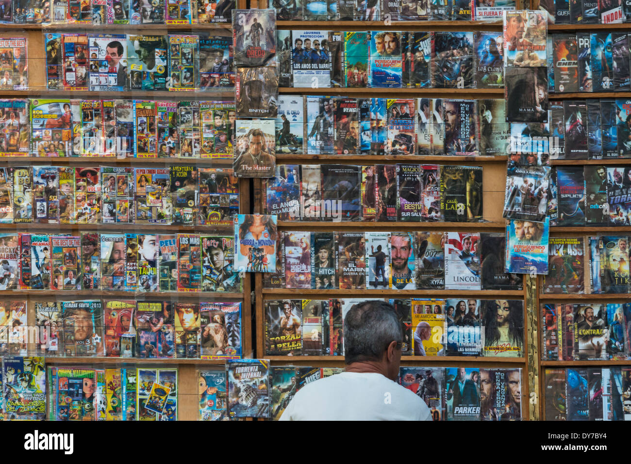 Man at magazine booth, Caracas, Venezuela Stock Photo