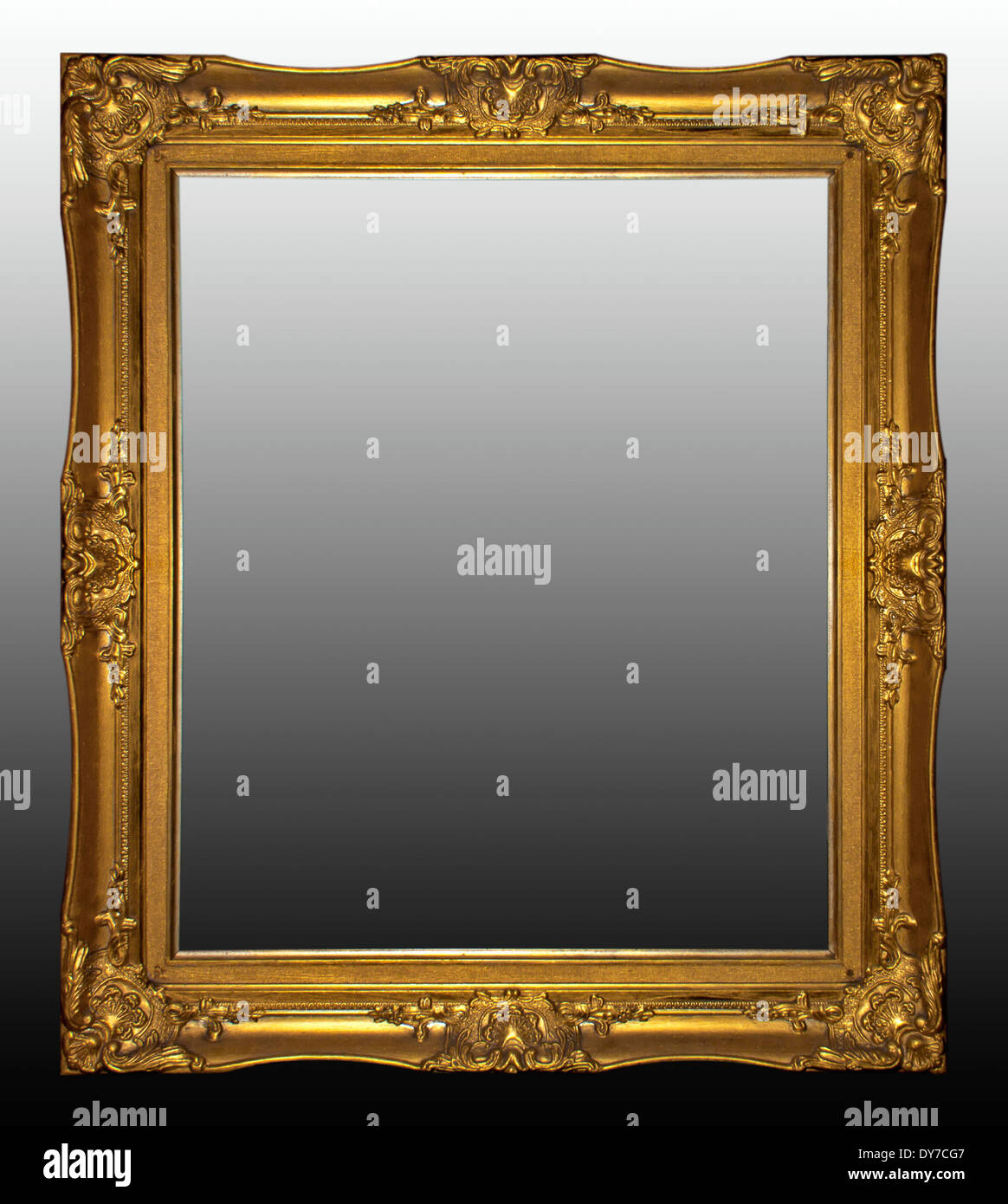 Picture frame gold isolated on black background Stock Photo - Alamy