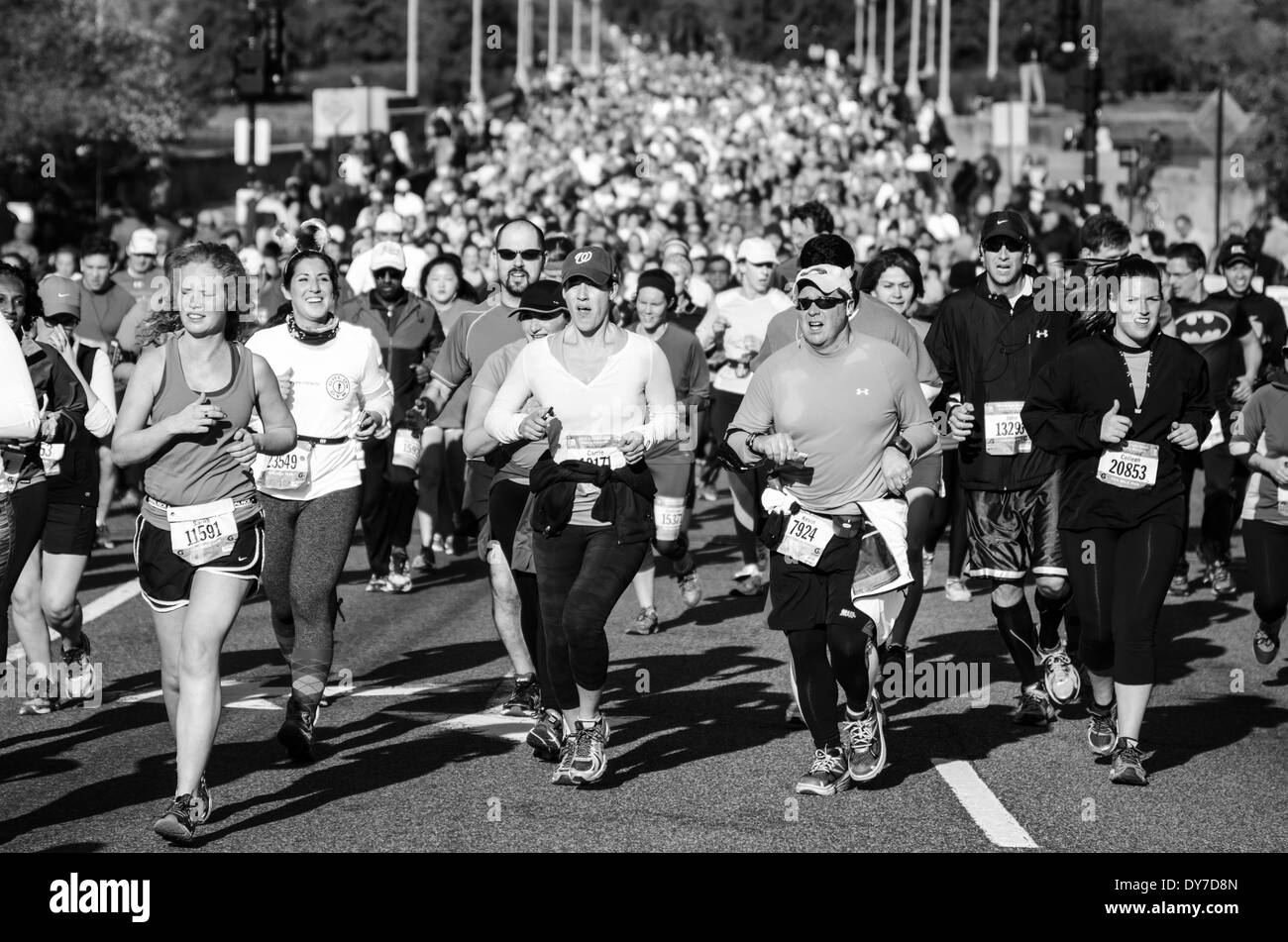 Runners competing in the Washington DC Cherry Blossom 10 Mile Race Stock Photo