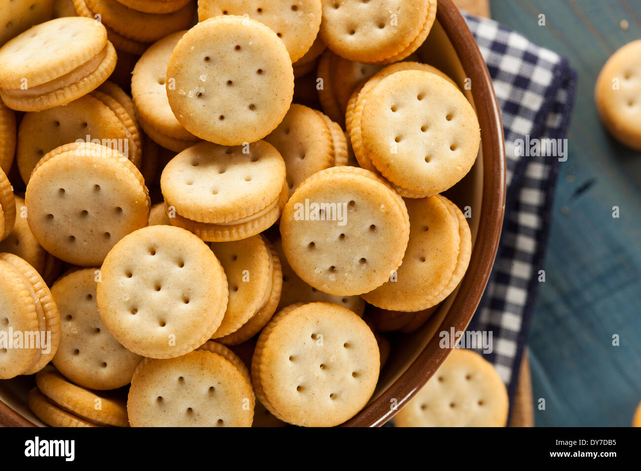 Healthy Peanut Butter Sandwich Crackers in a Bowl Stock Photo Alamy