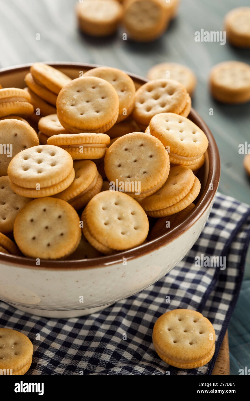 Healthy Peanut Butter Sandwich Crackers in a Bowl Stock Photo Alamy