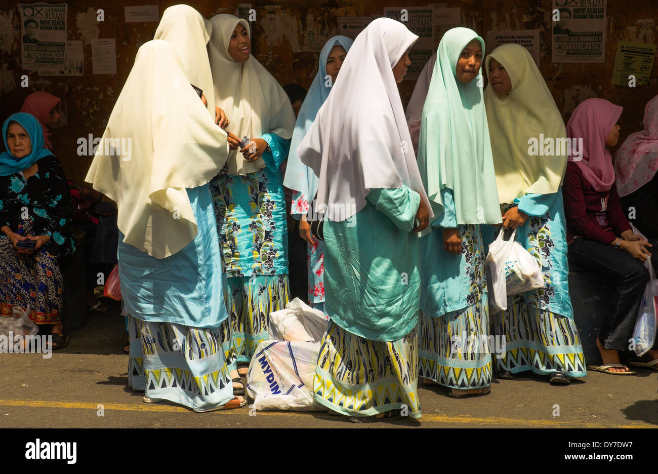 Muslim Malay women in Kota Bharu in Kelantan State on the East Coast of ...