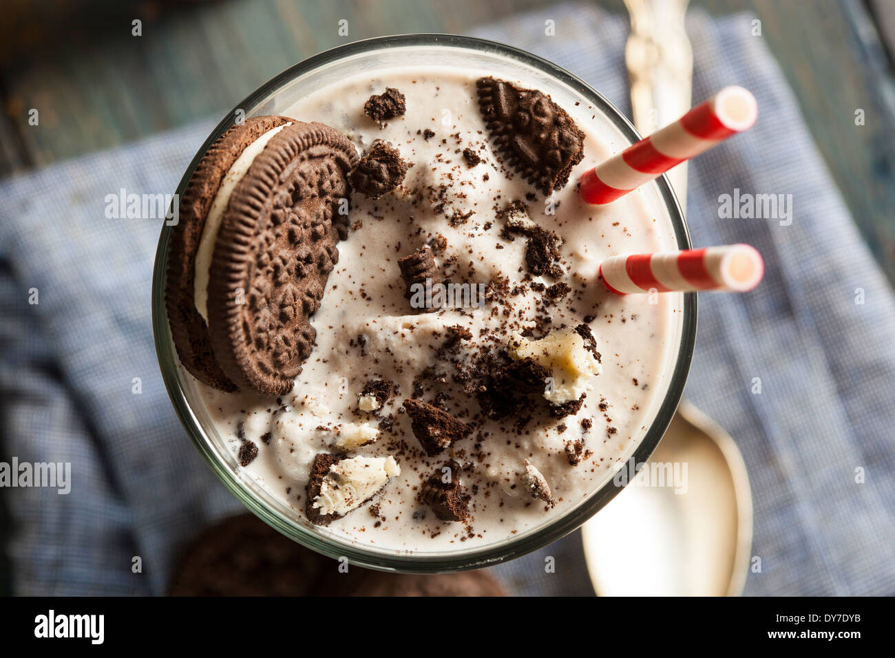 Homemade Cookies and Cream Milkshake in a Tall Glass Stock Photo Alamy