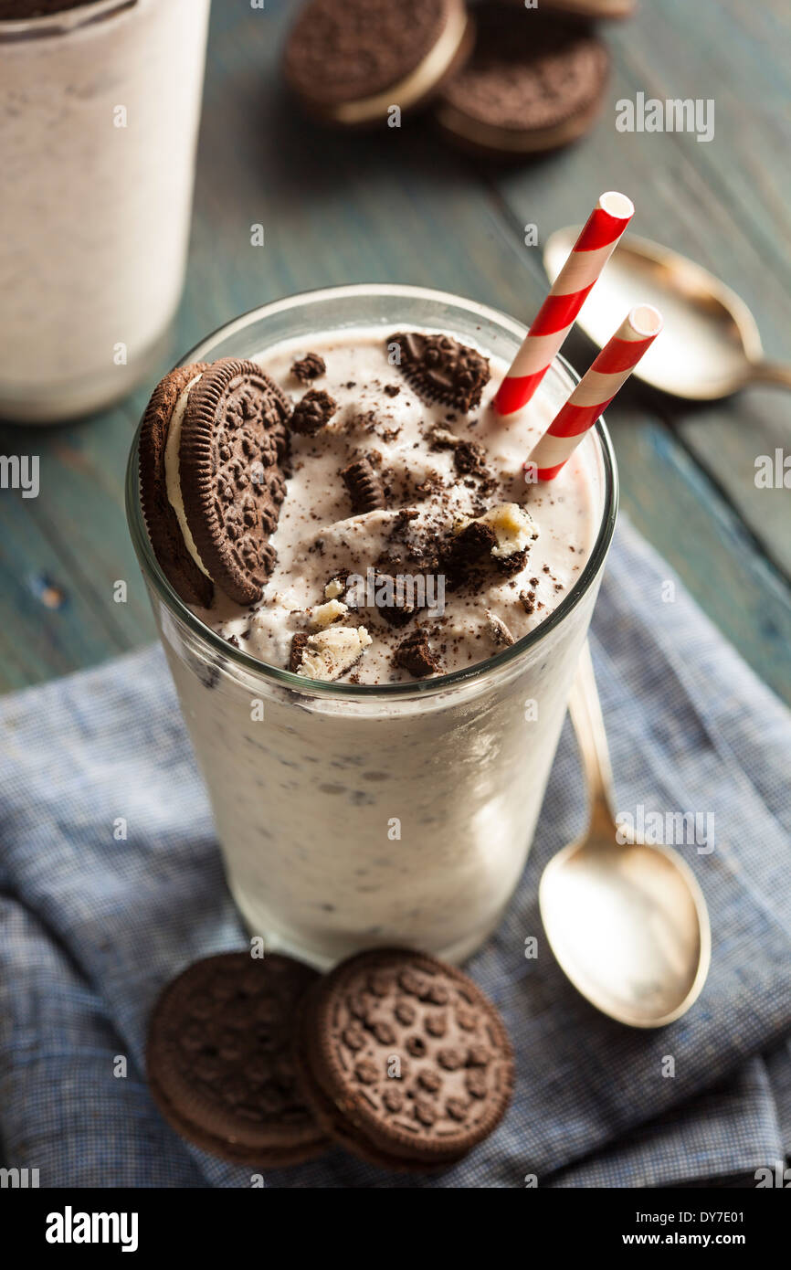 Homemade Cookies and Cream Milkshake in a Tall Glass Stock Photo Alamy