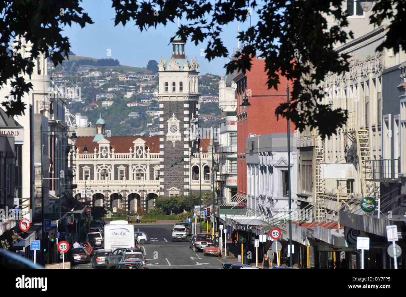Downtown Dunedin, Otago, South Island, New Zealand Stock Photo