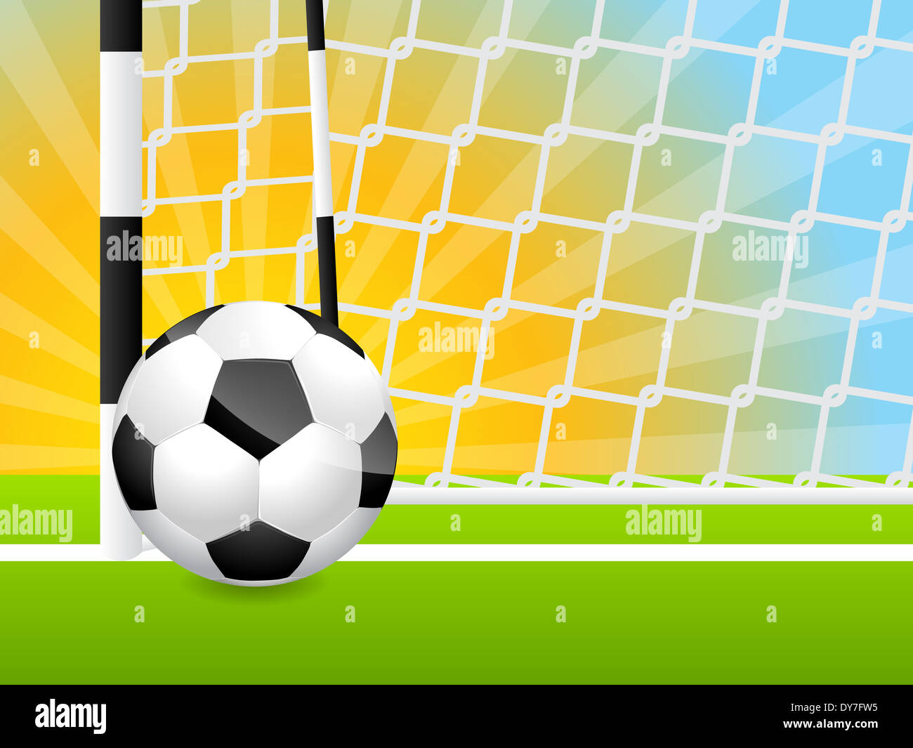 Classic soccer ball near gate with sunset background Stock Photo Alamy