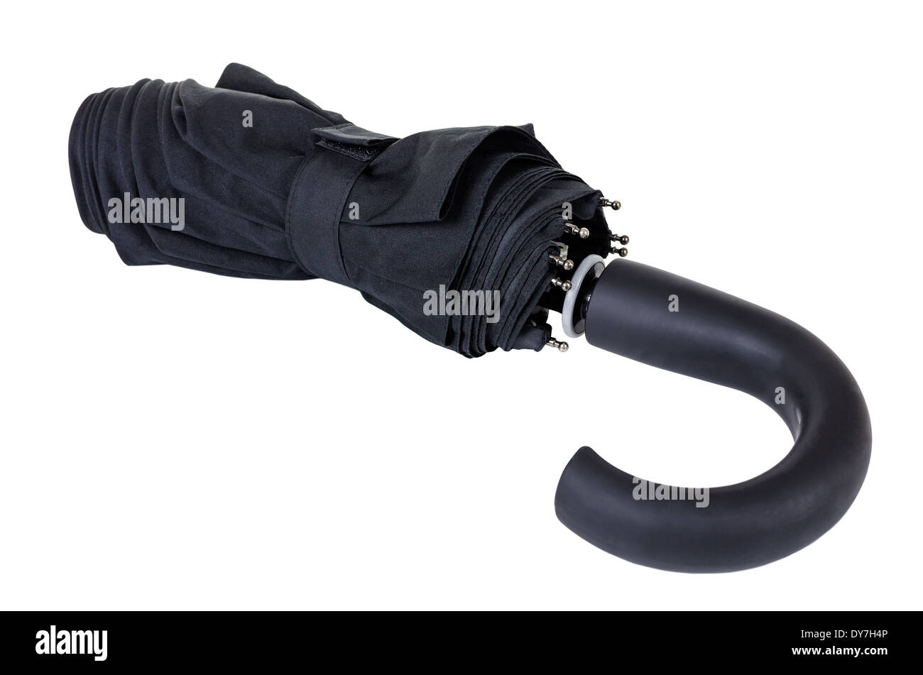 Closed black umbrella isolated on white background Stock Photo Alamy