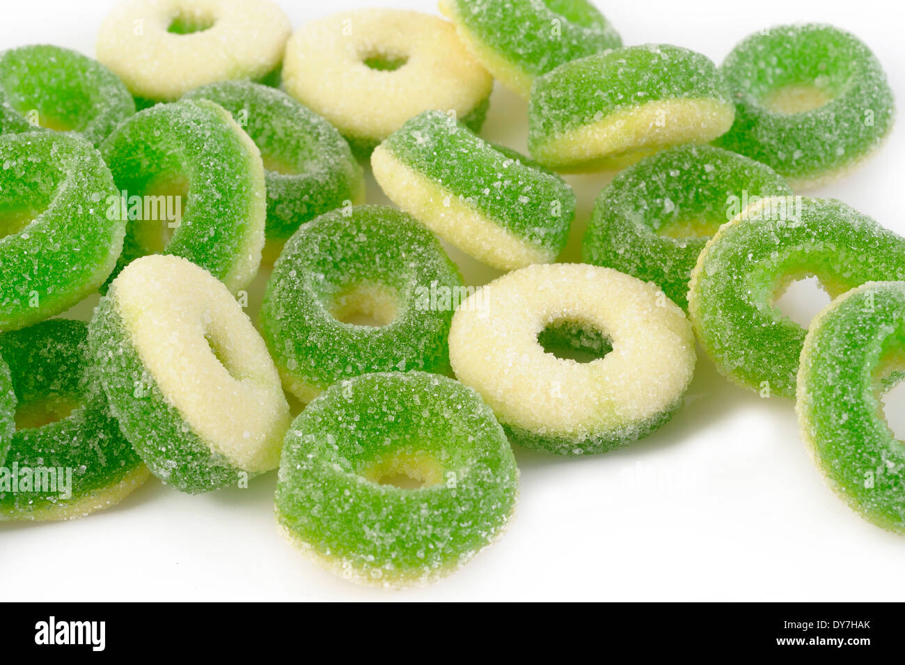 Gummy Rings Shaped On White Background Stock Photo - Alamy