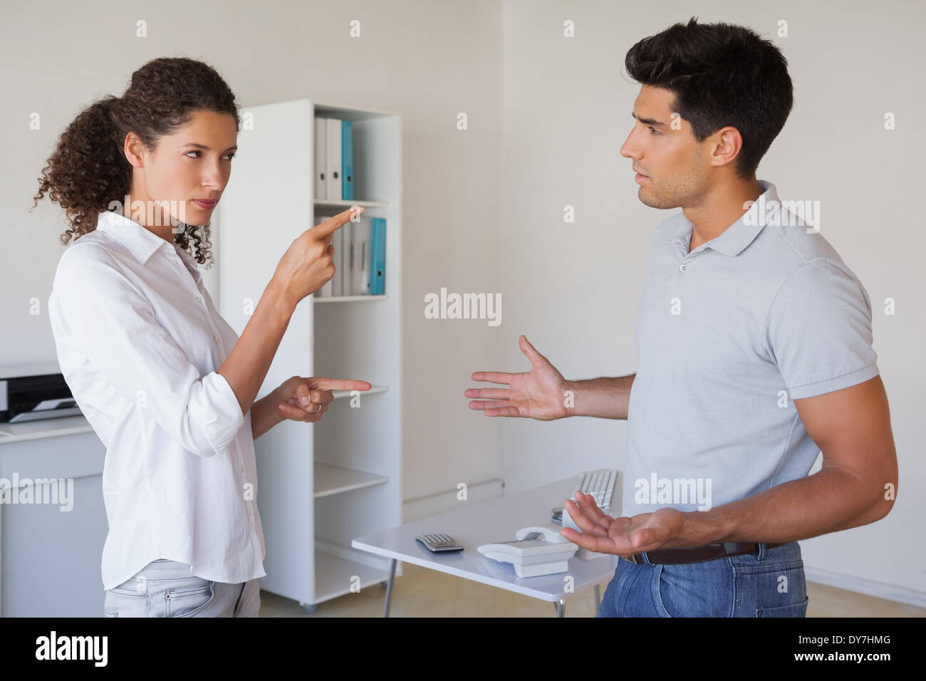 Casual business partners having an argument Stock Photo