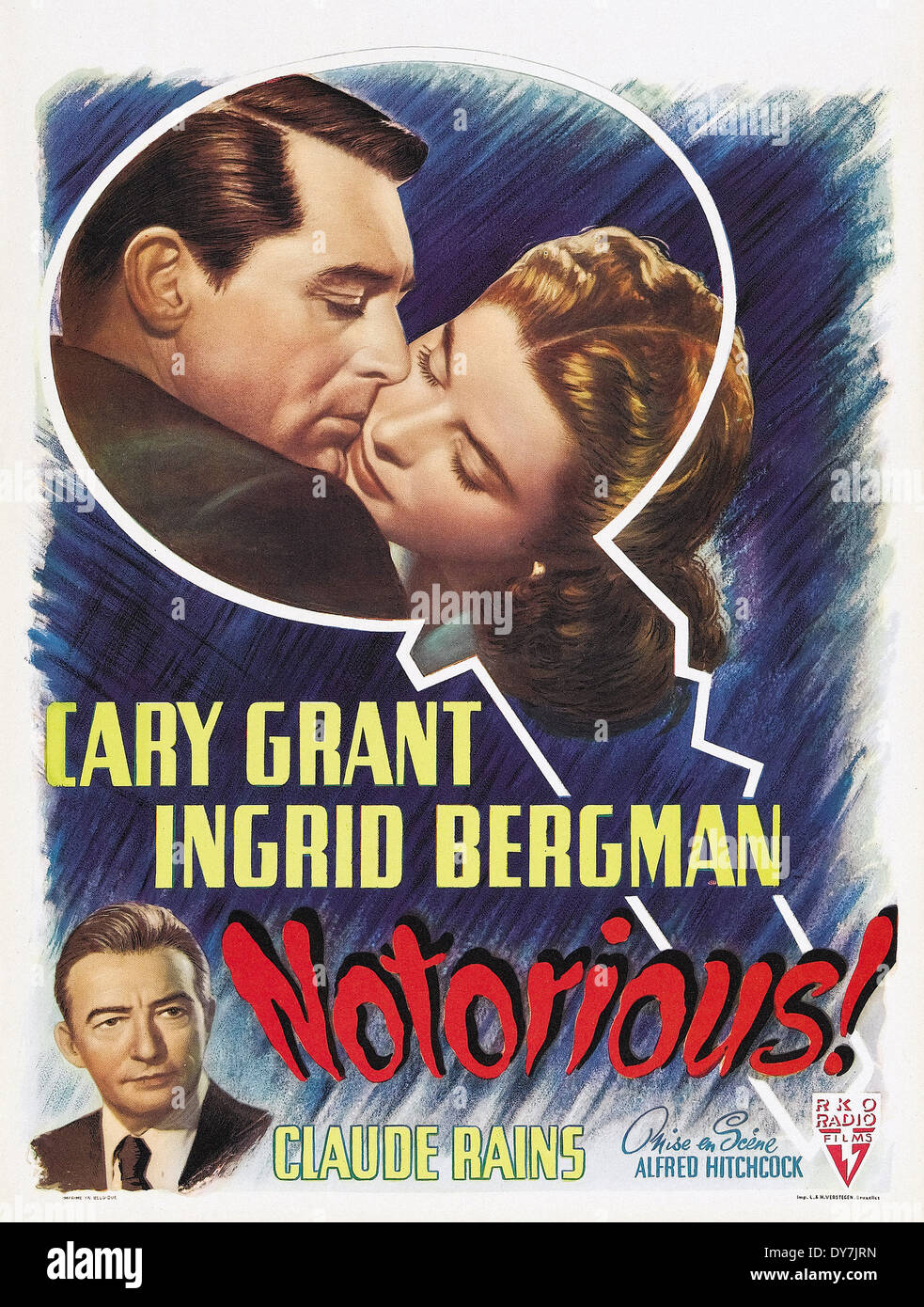 NOTORIOUS - Movie Poster - Directed by Alfred Hitchcock - RKO - 1946 Stock Photo