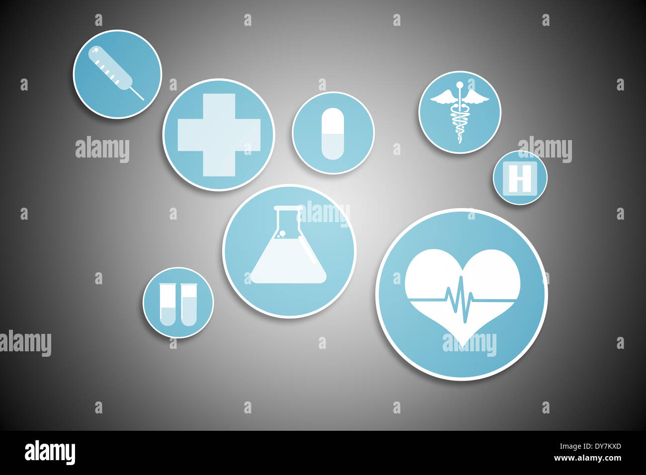 Medical icons in blue and white Stock Photo - Alamy
