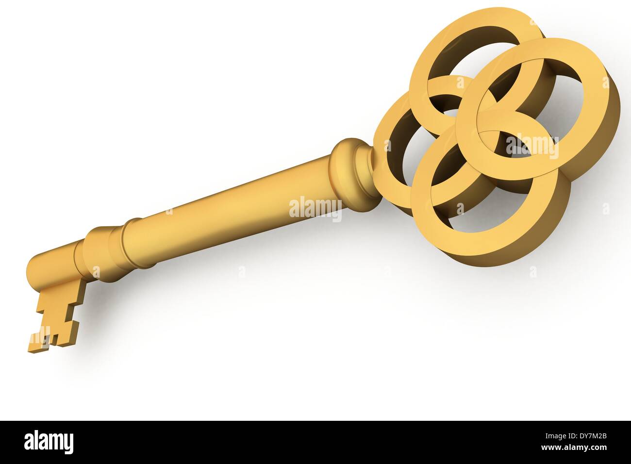Digitally generated shiny gold key Stock Photo