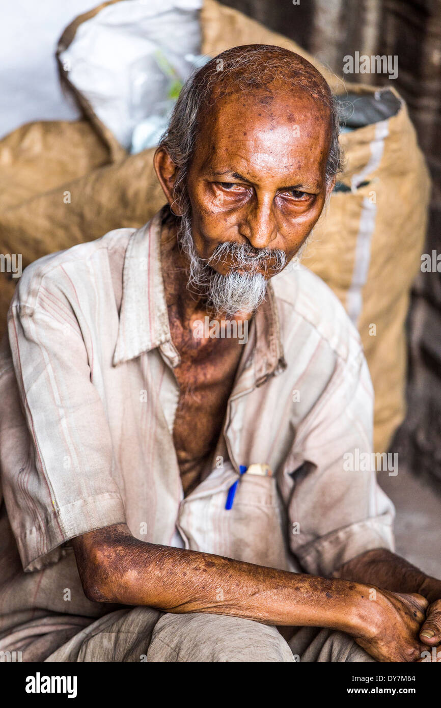 Homeless man in Madurai, Tamil Nadu, India Stock Photo