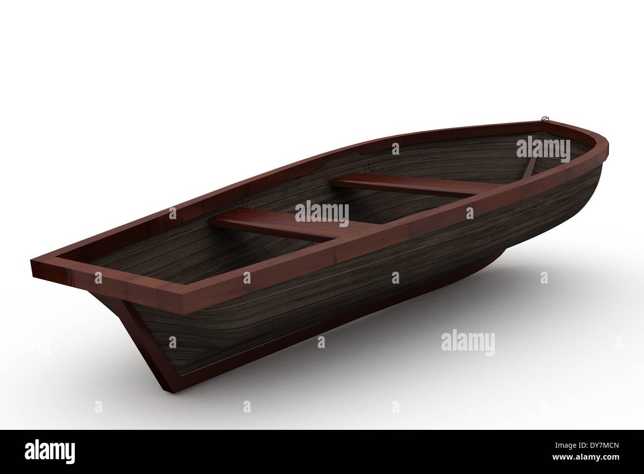 Brown wooden boat with shadow Stock Photo