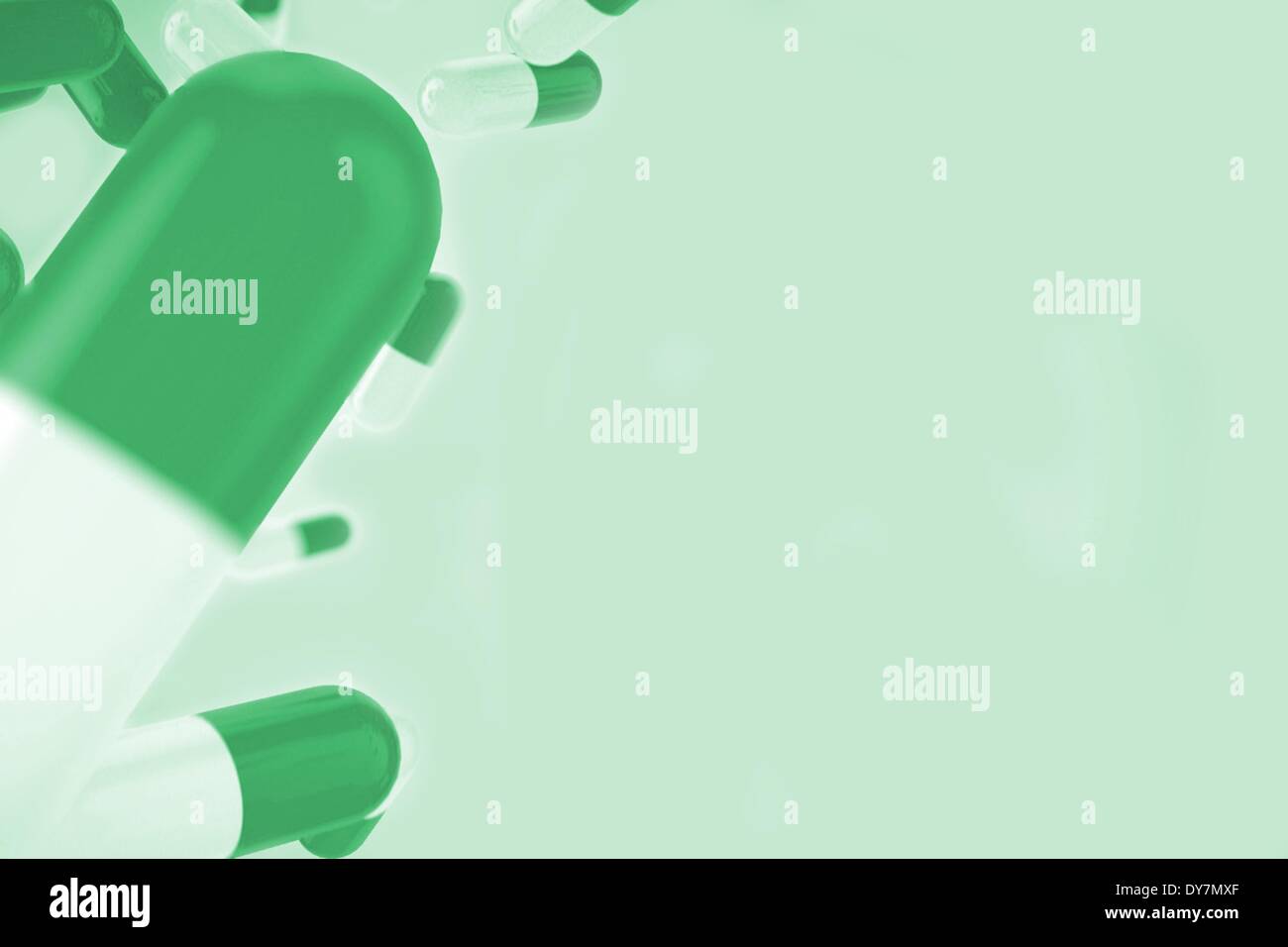 Green medical background with pills Stock Photo Alamy