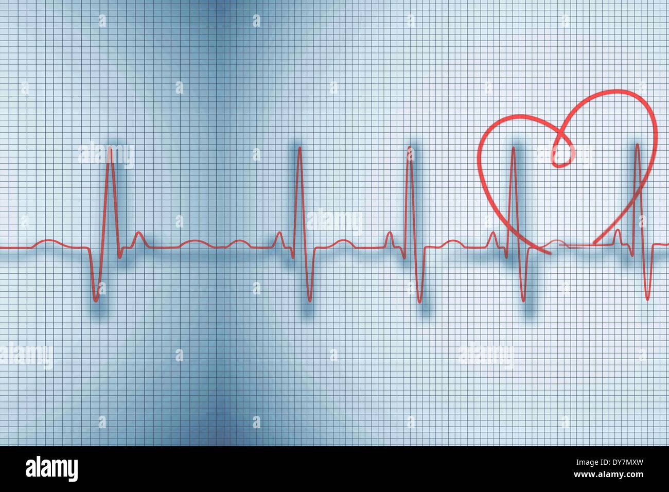 Medical background with red ecg line Stock Photo