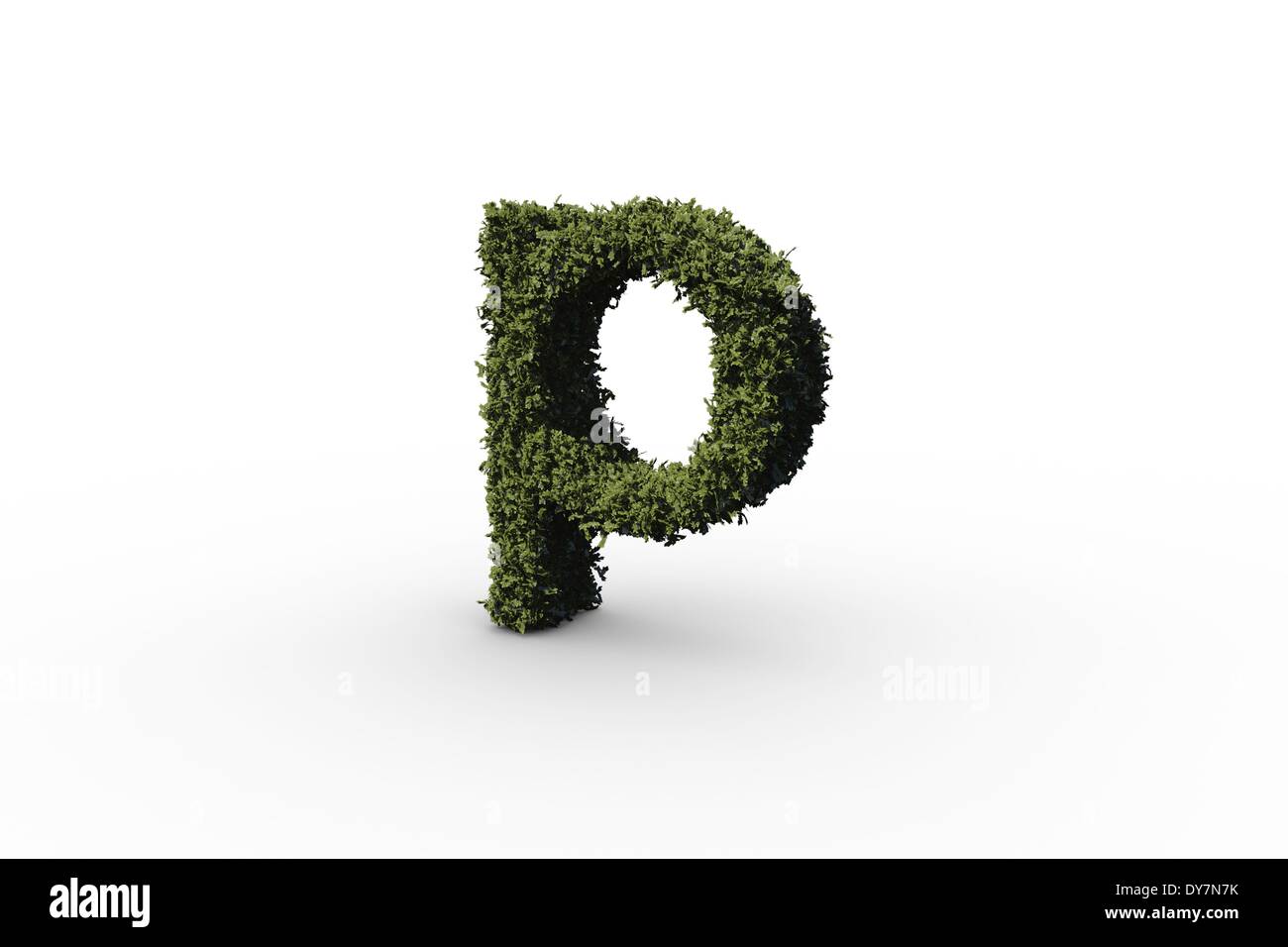 Lower case letter p made of leaves Stock Photo
