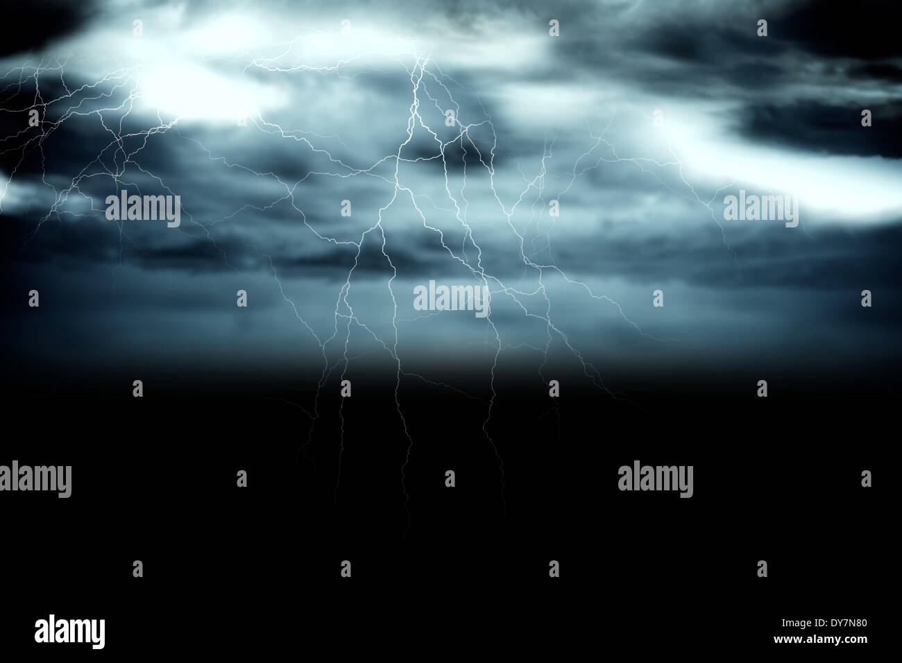 Stormy dark sky with lightning bolts Stock Photo - Alamy