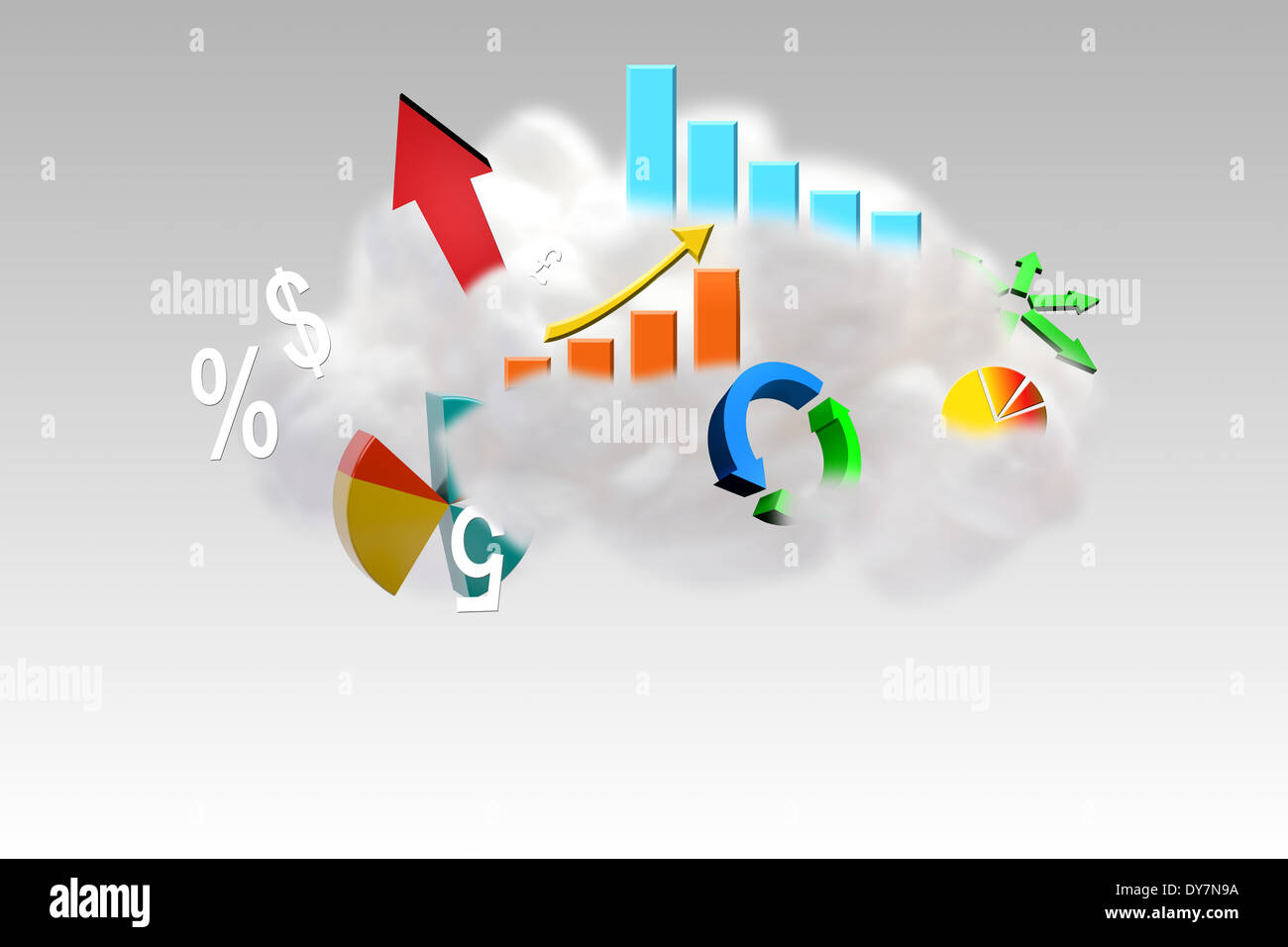 Cloud computing graphic with graphs Stock Photo