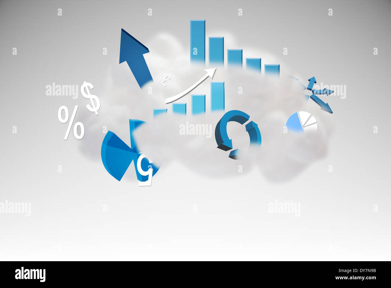 Cloud computing graphic with graphs Stock Photo