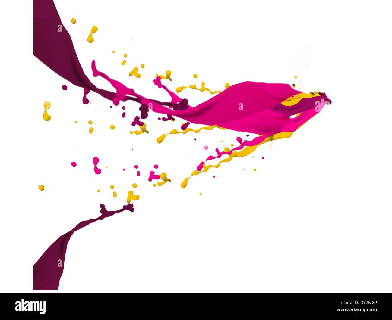 Purple and yellow paint splashes Stock Photo