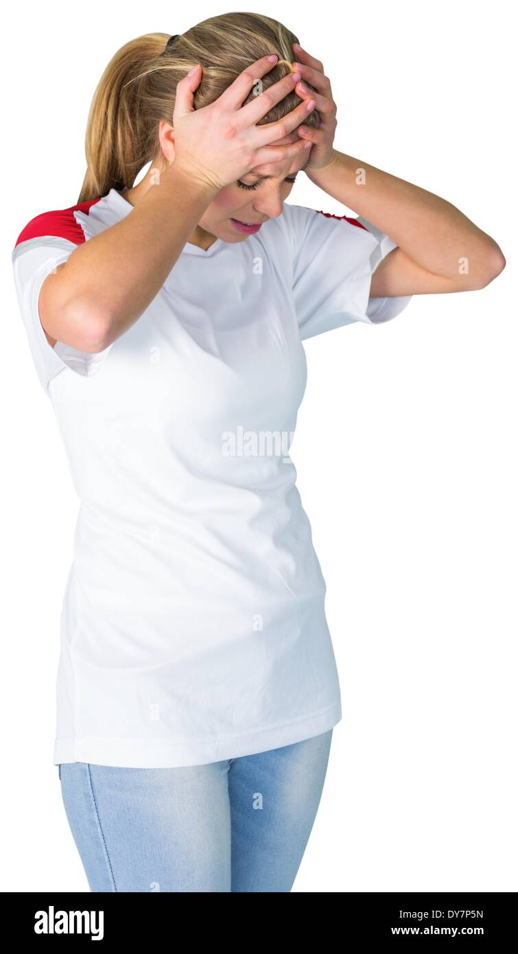 Disappointed football fan in white Stock Photo - Alamy