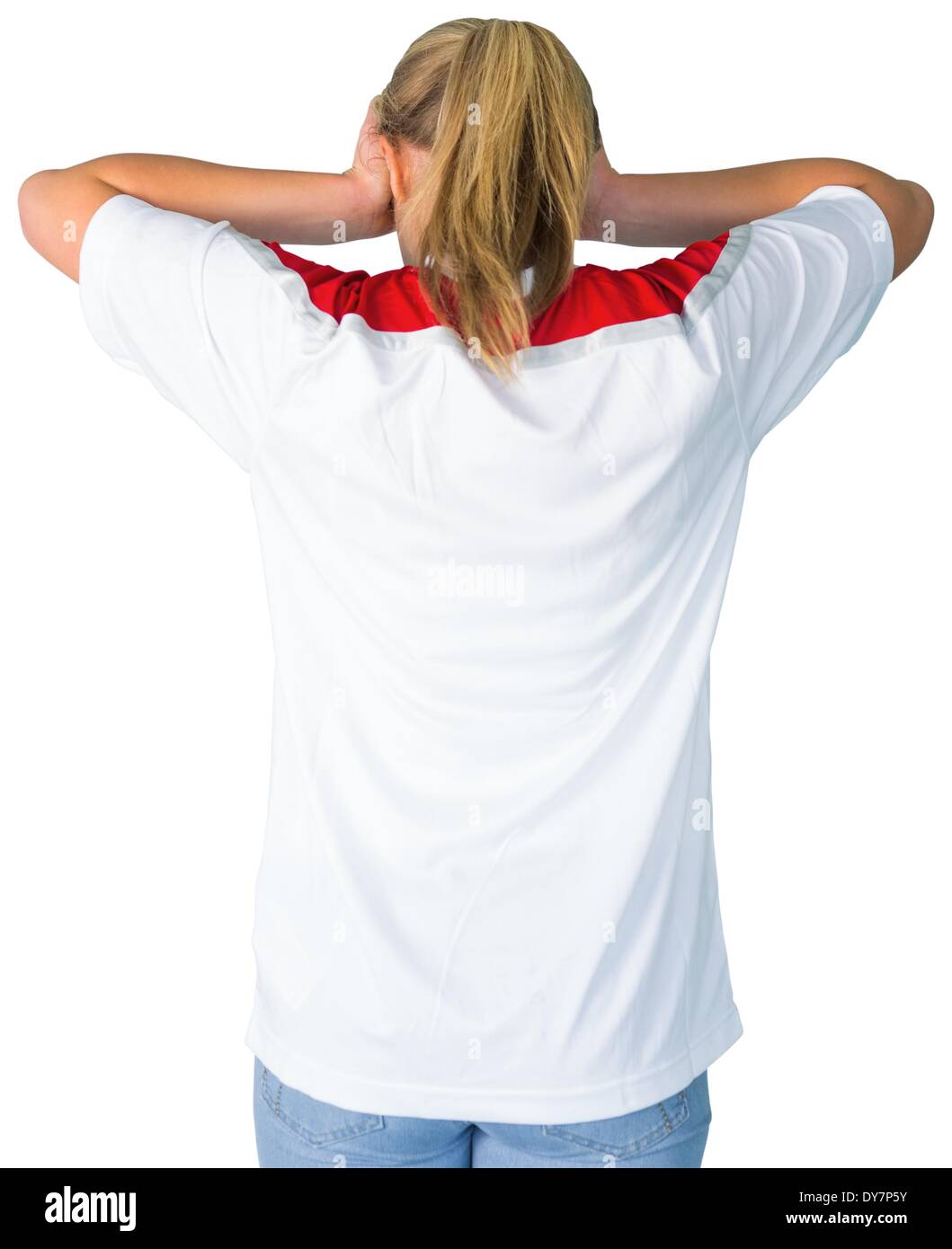 Disappointed football fan in white Stock Photo - Alamy