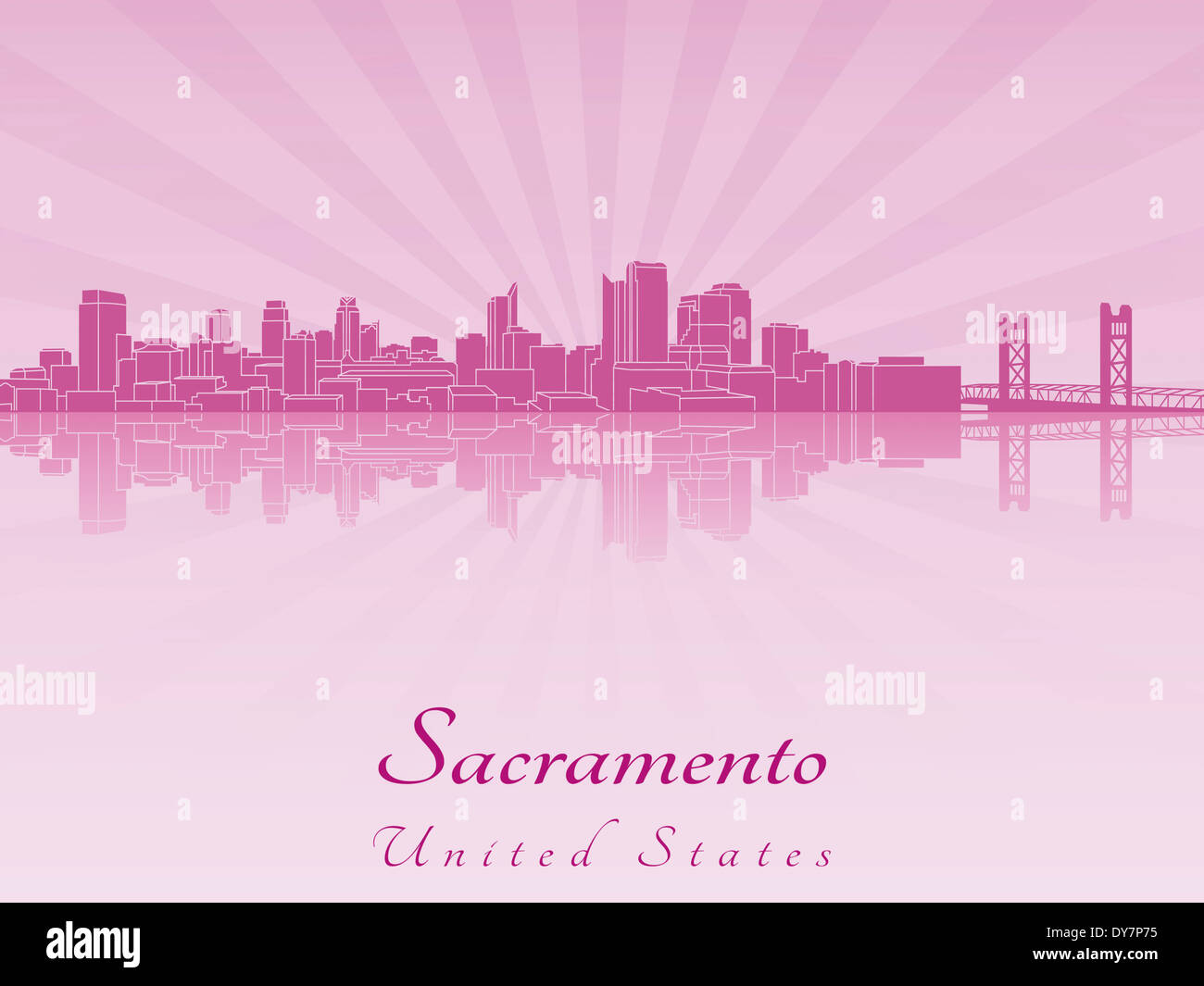 Sacramento skyline in purple radiant Stock Photo Alamy