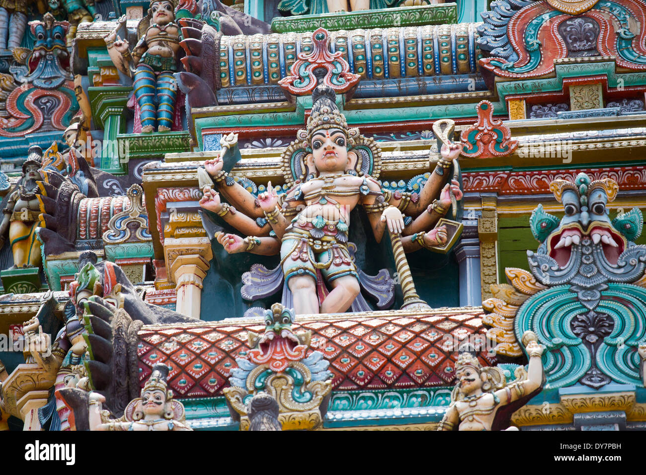 Detail on the Meenakshi Amman Temple, Madurai, India Stock Photo