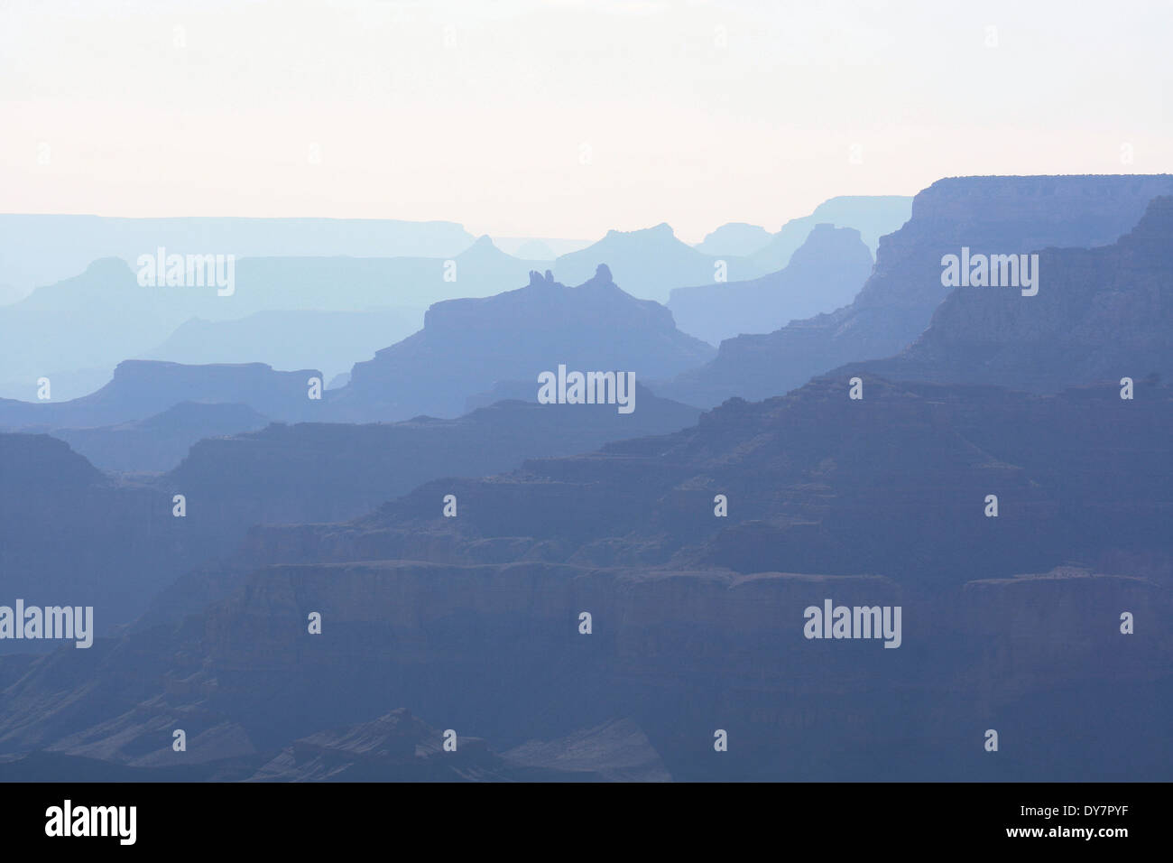 Grand canyon National Park from south rim in mist, Arizona, USA Stock Photo