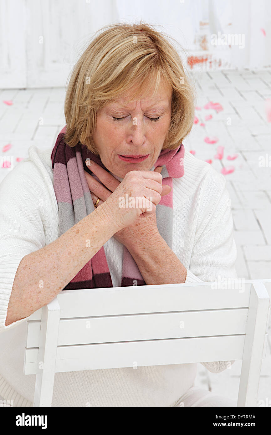 Elderly person coughing Stock Photo Alamy