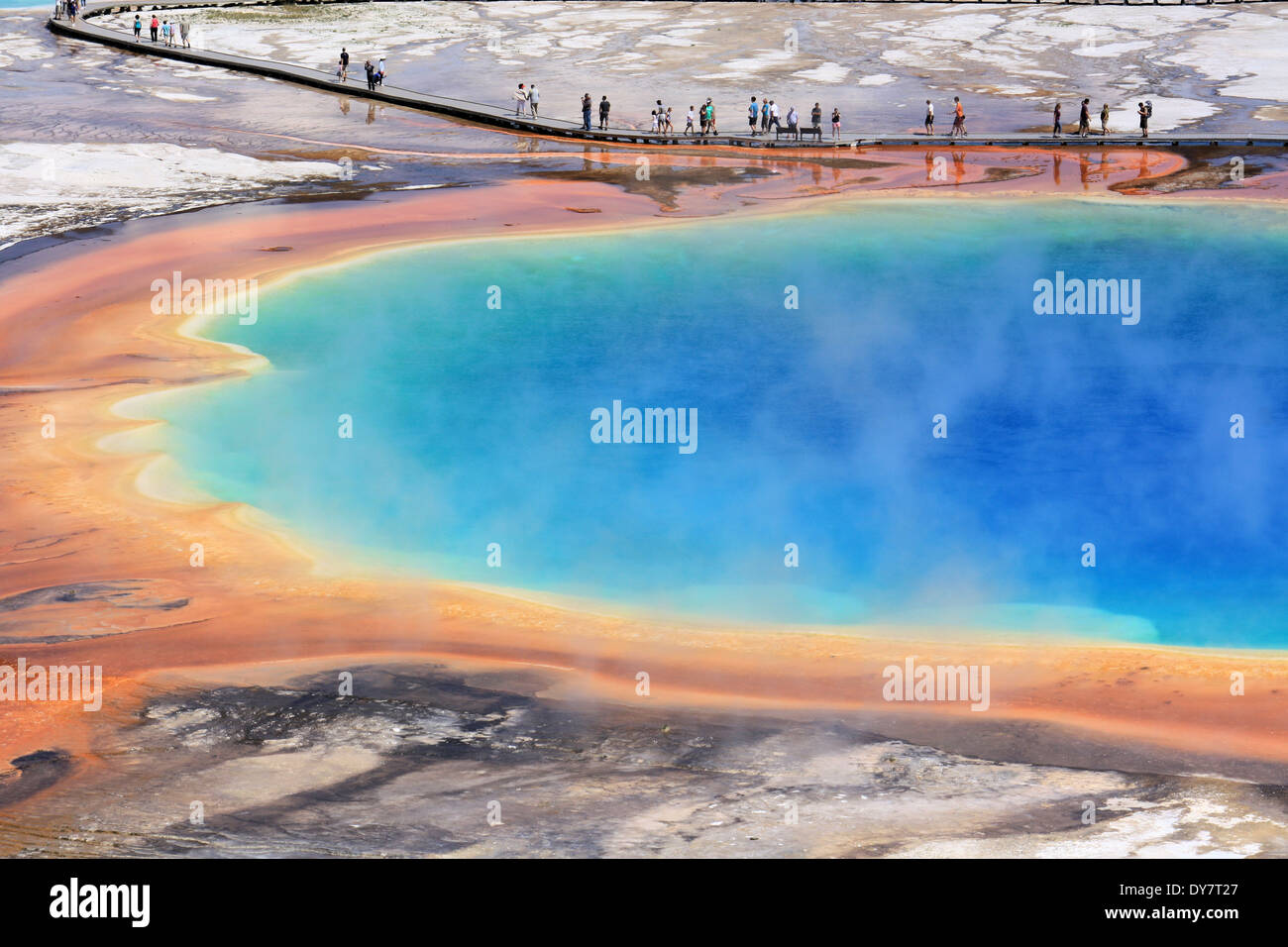 Aerial view of Grand prismatic spring, Yellowstone National Park, Wyoming, USA Stock Photo