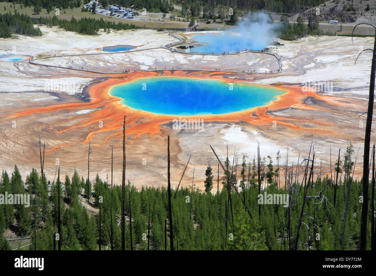 Aerial view of Grand prismatic spring, Yellowstone National Park, Wyoming, USA Stock Photo