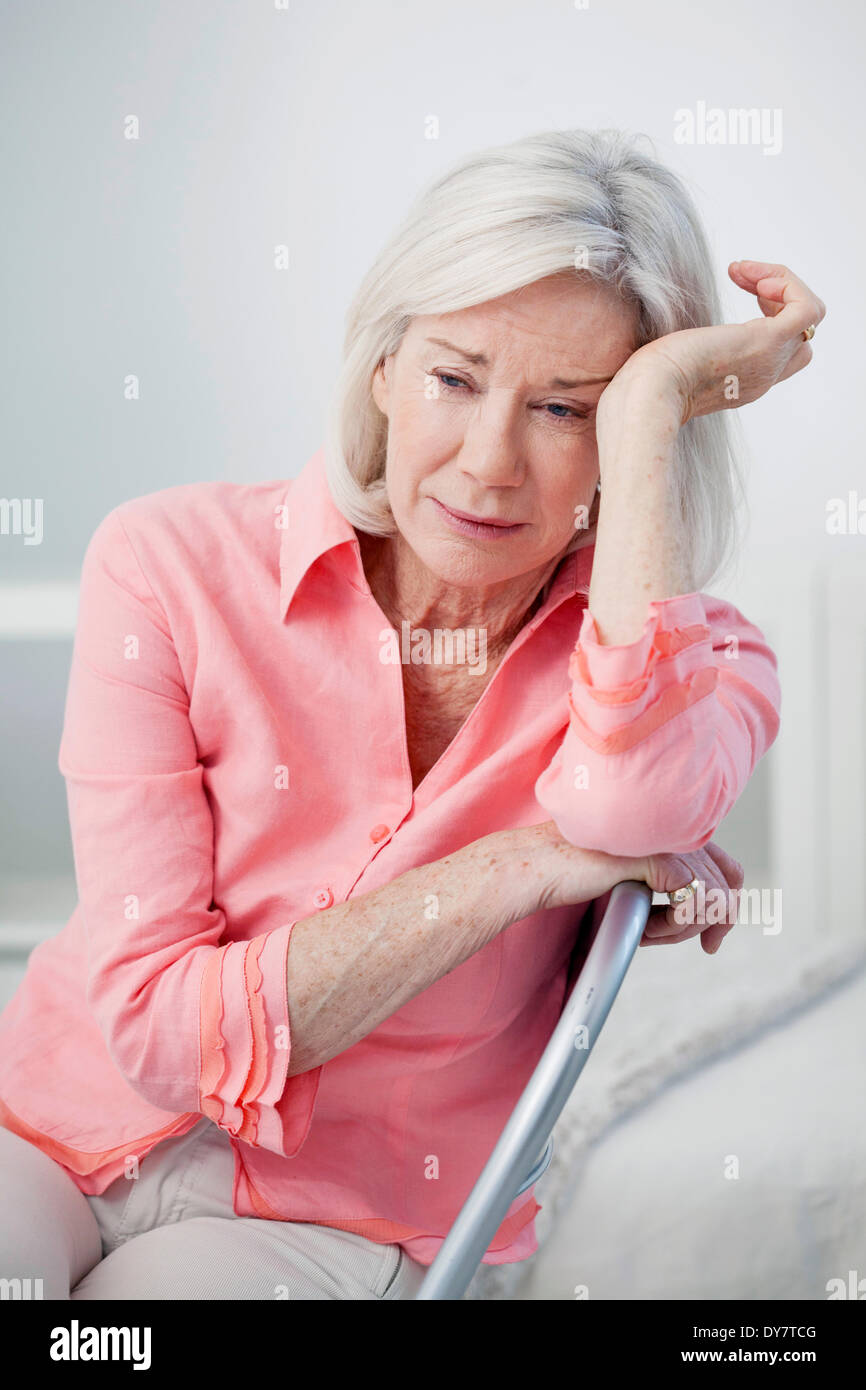 Depressed elderly person Stock Photo