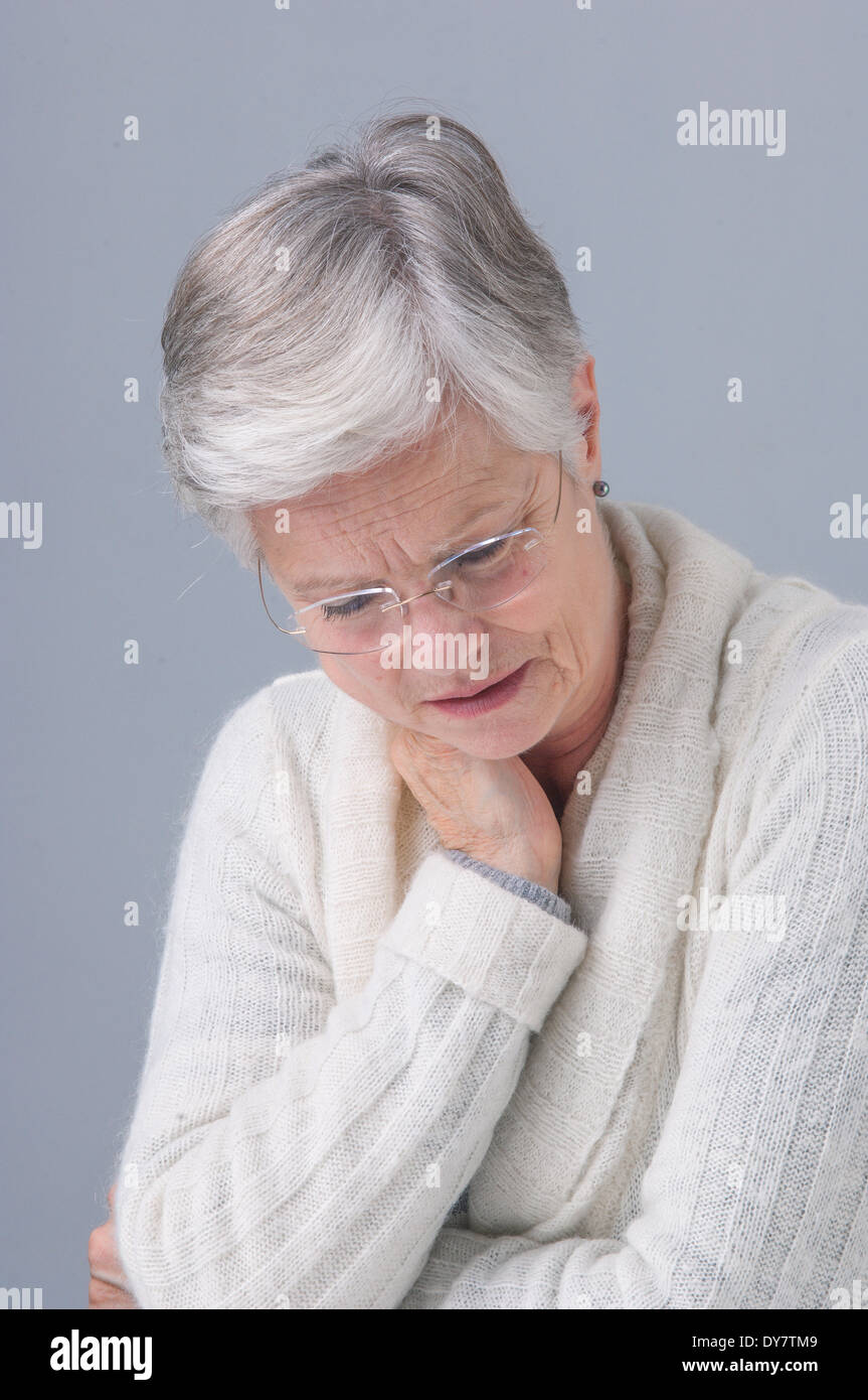 Elderly person indoors Stock Photo